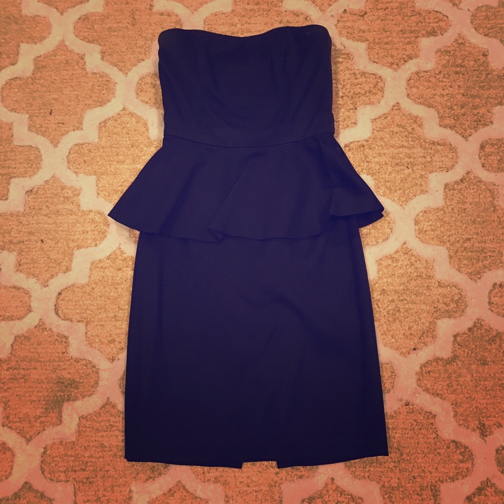 Black strapless peplum dress